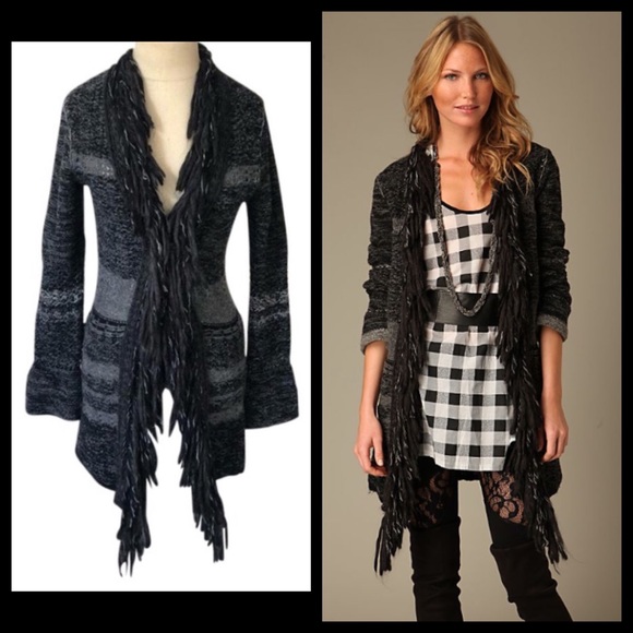 Free People Sweaters - Free People Marled Striped Wool Fringe Cardigan